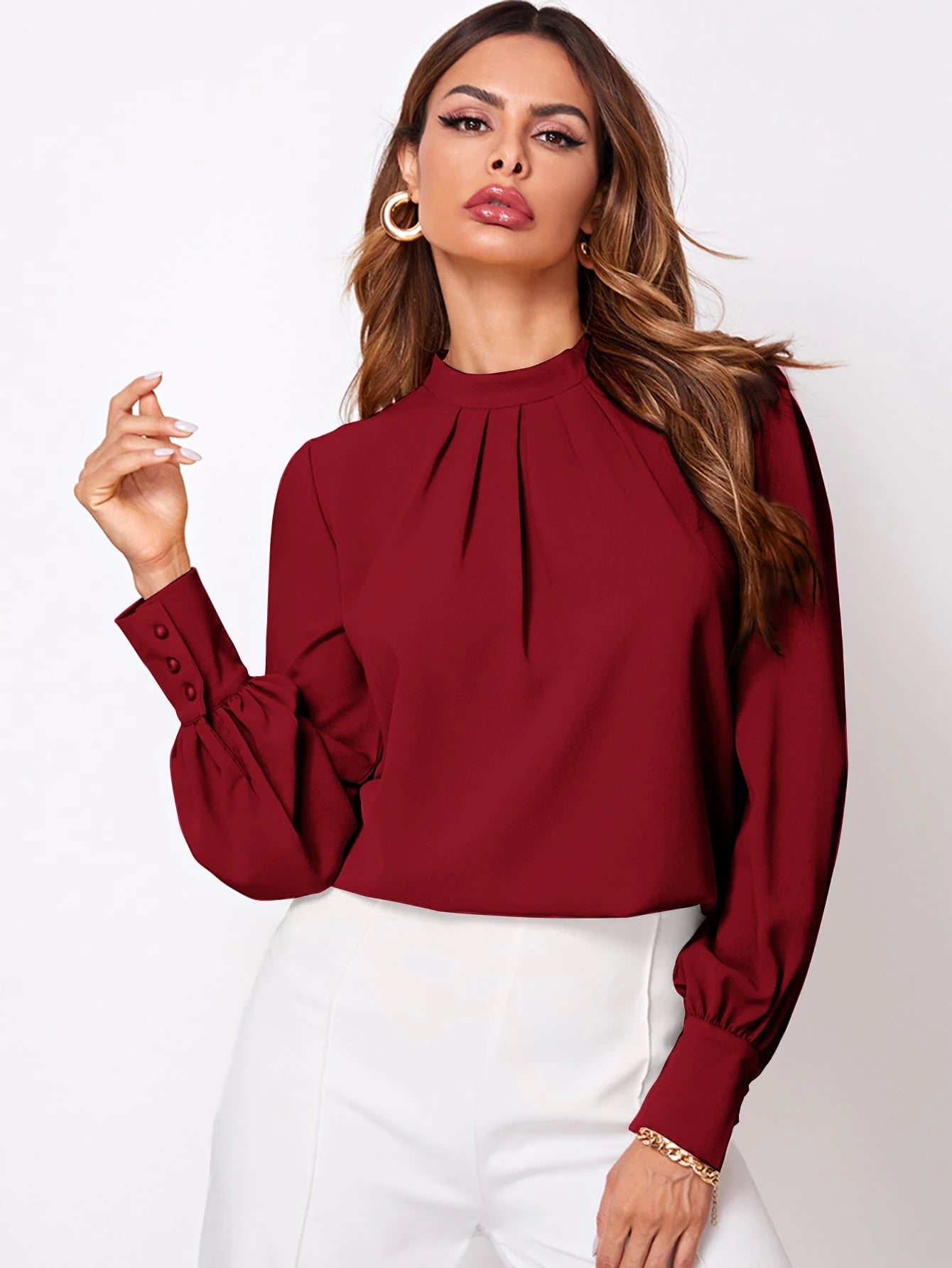 SHEIN Frenchy Top de pescoço franzido com botão