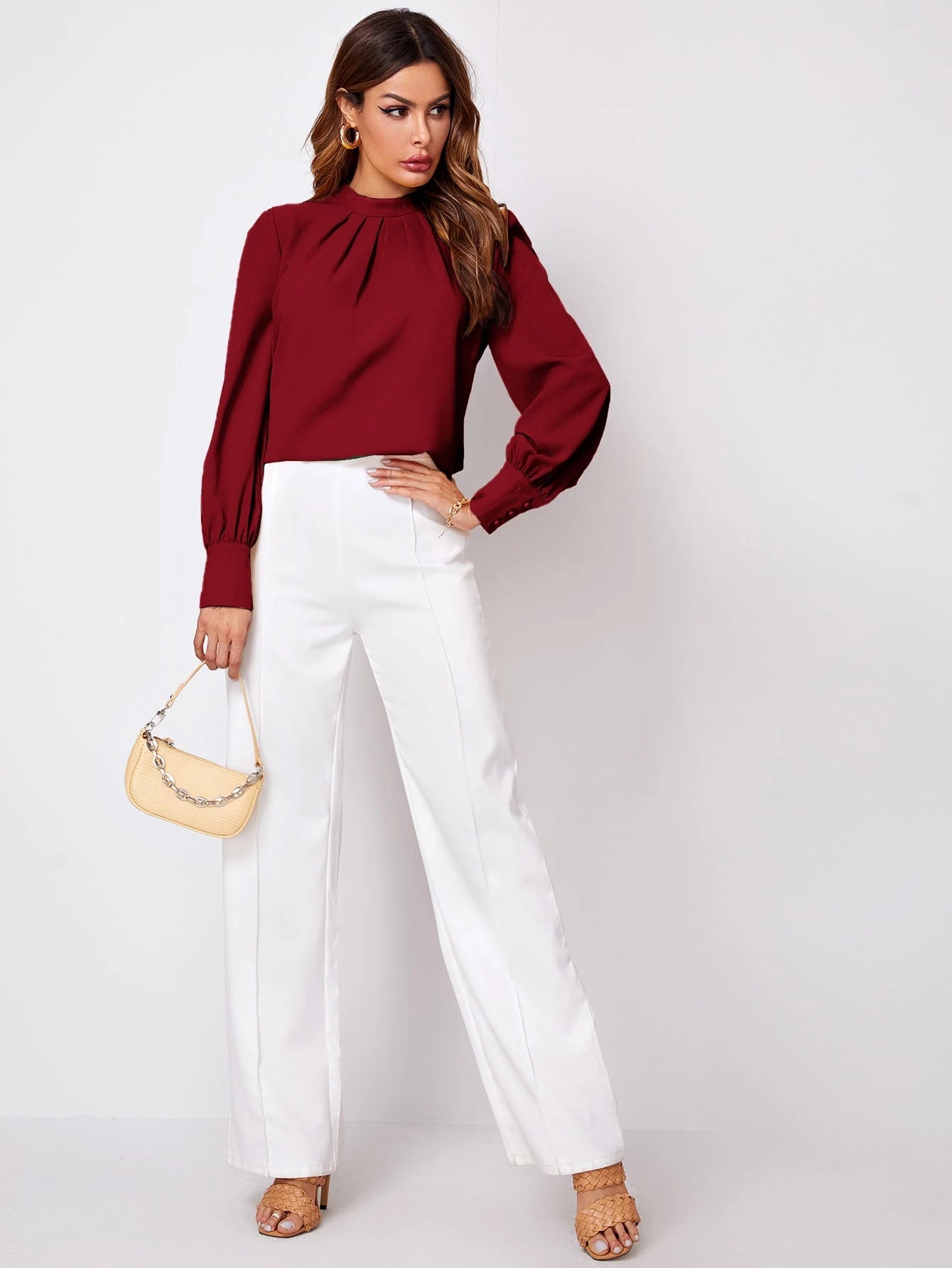 SHEIN Frenchy Top de pescoço franzido com botão