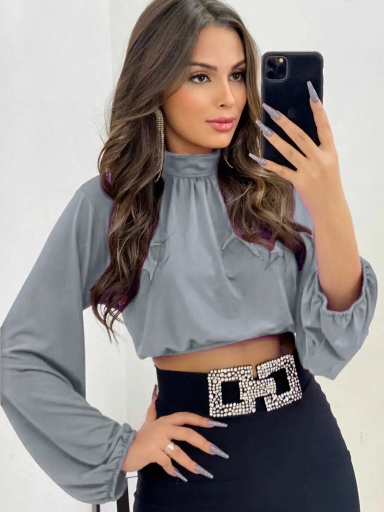 blusa de sulplex feminina manga longa gola alto simples casual pra inverno