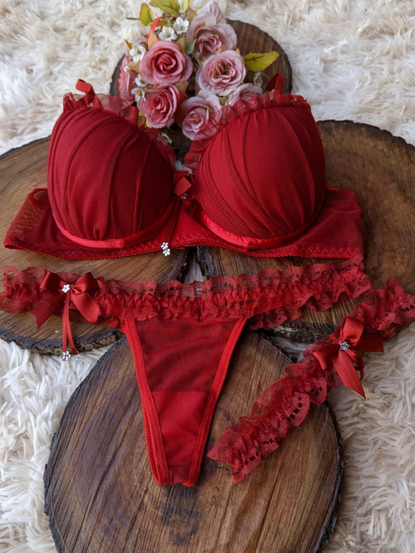Conjunto Perneira lingerie de luxo calcinha fio dental langerie sensual Sutiã com Bojo Soutien Com Persex Perneirinha
