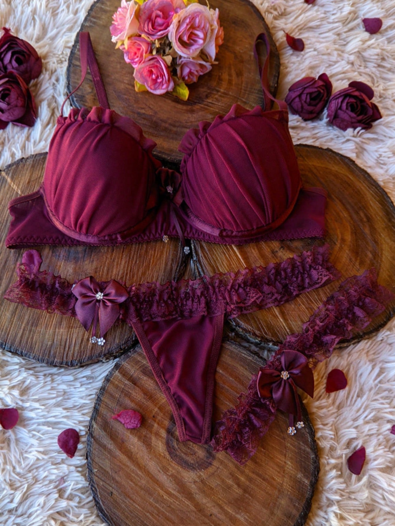 Conjunto Perneira lingerie de luxo calcinha fio dental langerie sensual Sutiã com Bojo Soutien Com Persex Perneirinha