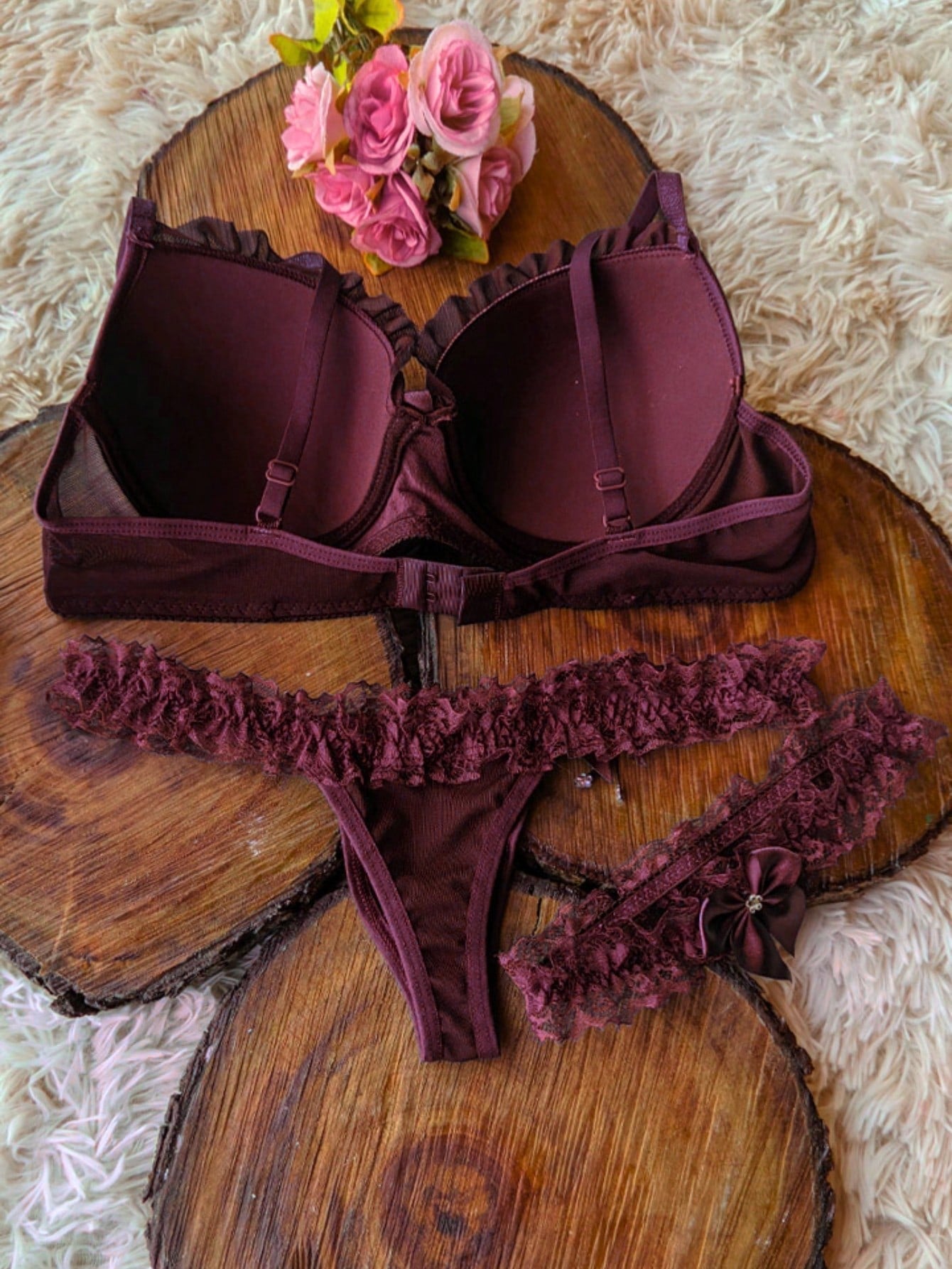 Conjunto Perneira lingerie de luxo calcinha fio dental langerie sensual Sutiã com Bojo Soutien Com Persex Perneirinha