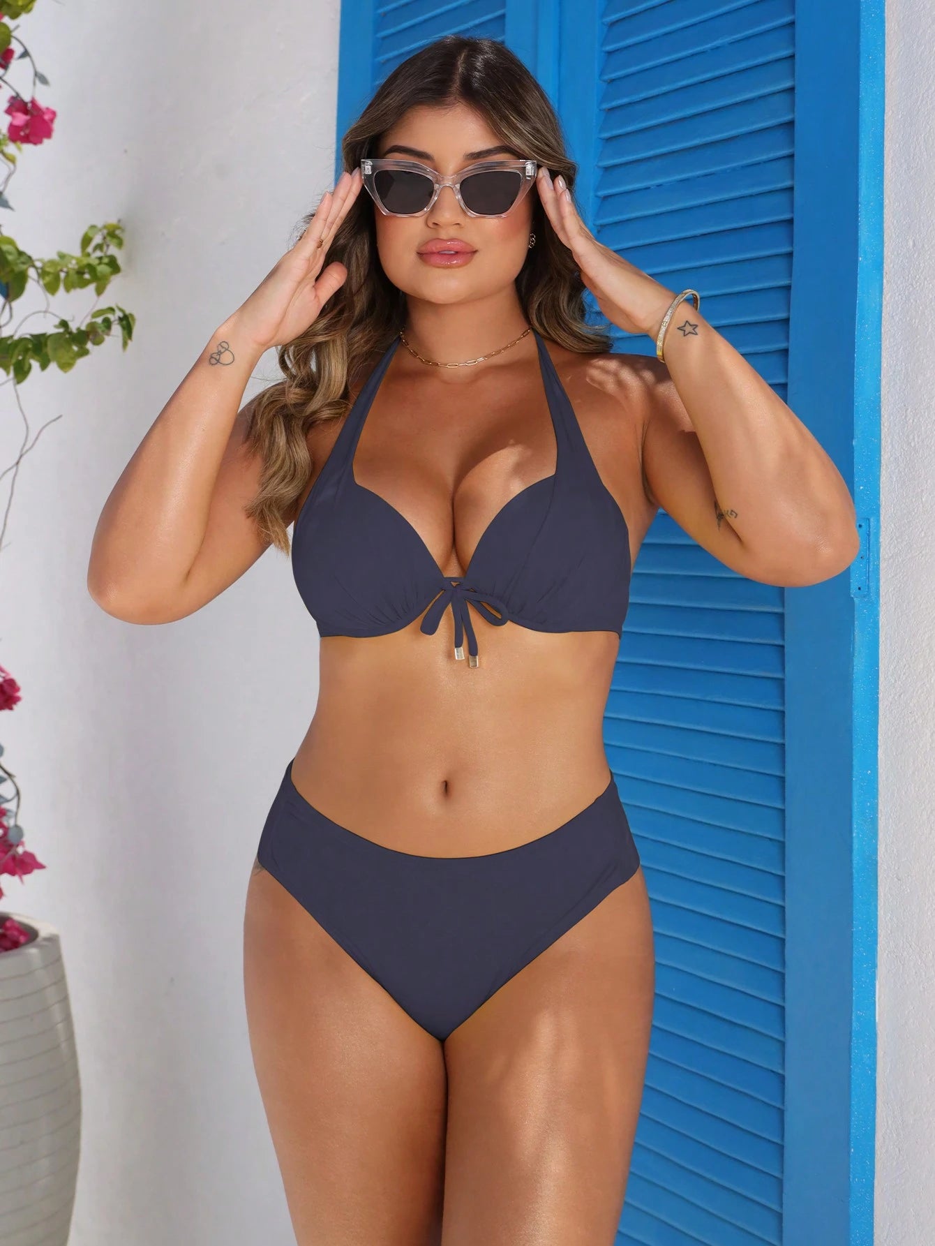 Biquíni Fio Duplo Empina e Levanta Bumbum Cintura Alta Lateral Larga Sunquíni Liso Avulso Sem Elástico No Traseiro Moda Praia Feminina
