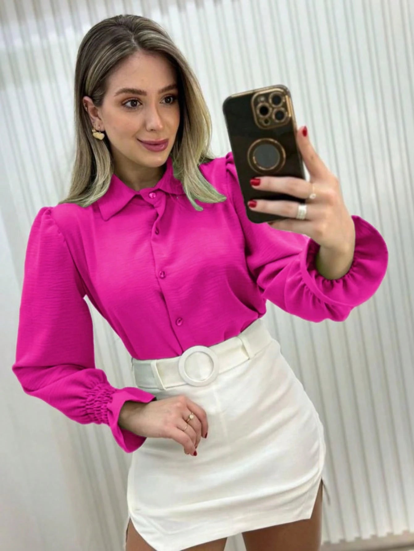 Camisa feminina manga longo com detlehe de elastex com bortao pra inverno