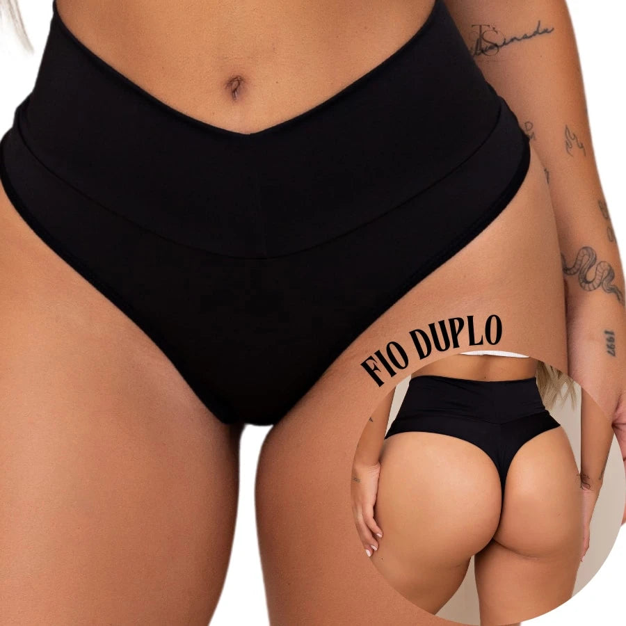 Vendedor IndicadoKit 3 Calcinha Cos Alto Modeladora Tanga Fio Duplo Cintura Alta Conforto Lingerie Feminina