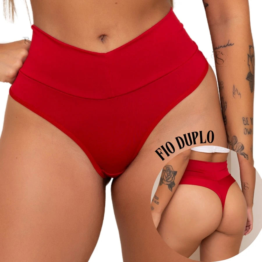 Vendedor IndicadoKit 3 Calcinha Cos Alto Modeladora Tanga Fio Duplo Cintura Alta Conforto Lingerie Feminina