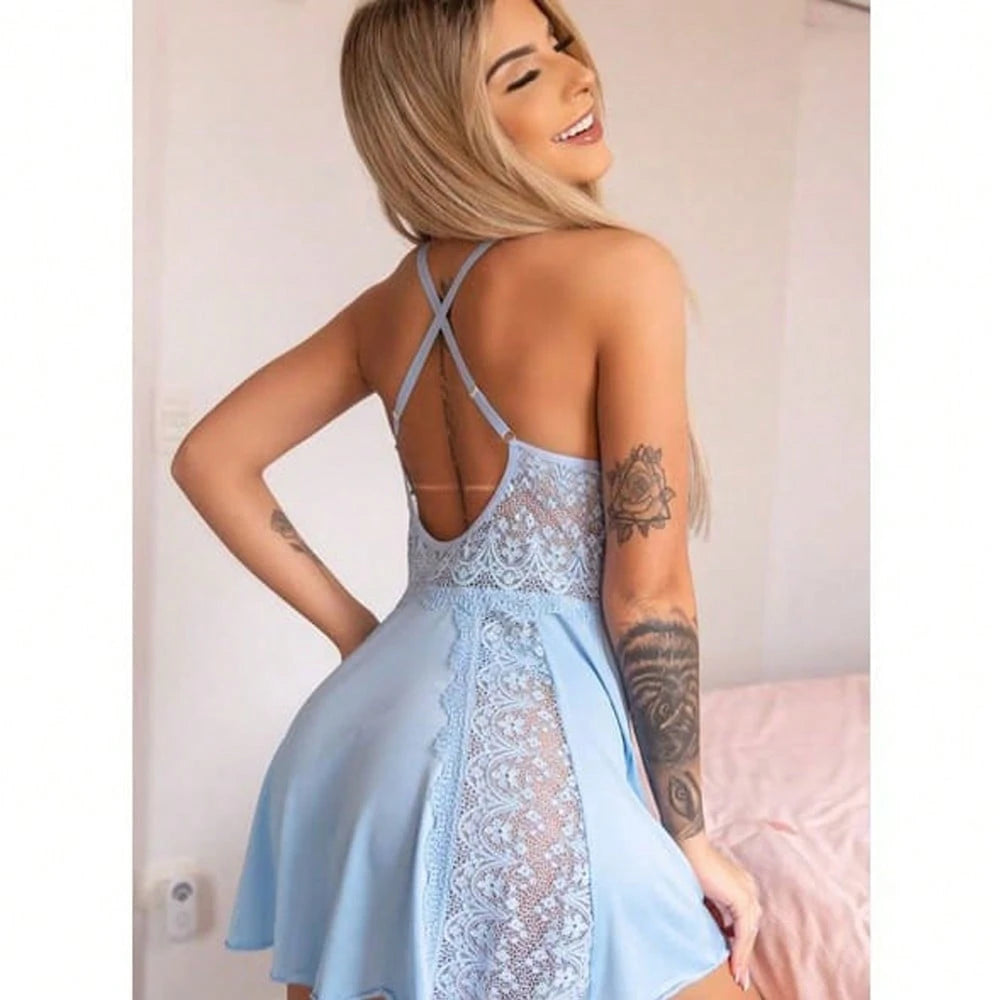 Vendedor Indicado
Camisola Sensual Alexis com Renda e Alça Cruzando as Costas