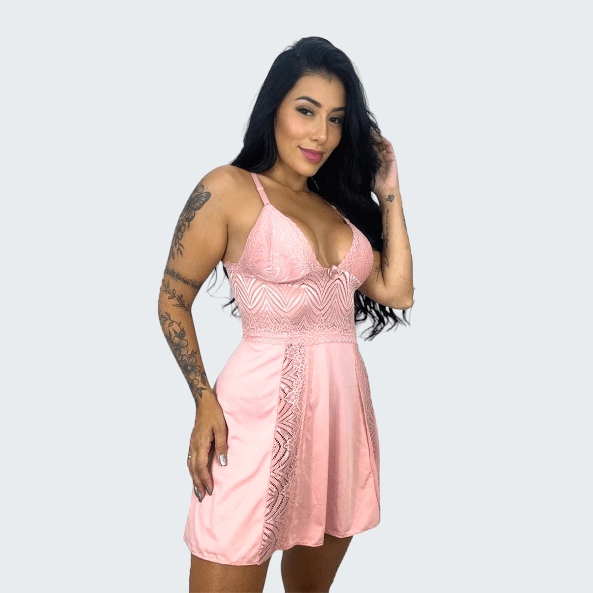 Vendedor Indicado
Camisola Sensual Alexis com Renda e Alça Cruzando as Costas