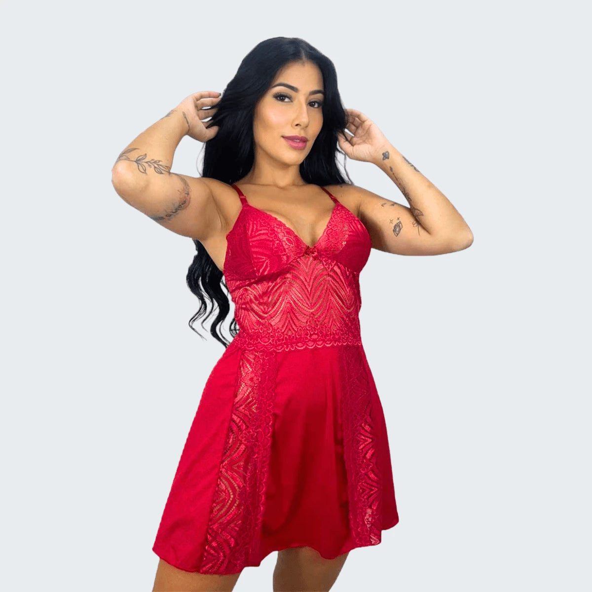 Vendedor Indicado
Camisola Sensual Alexis com Renda e Alça Cruzando as Costas