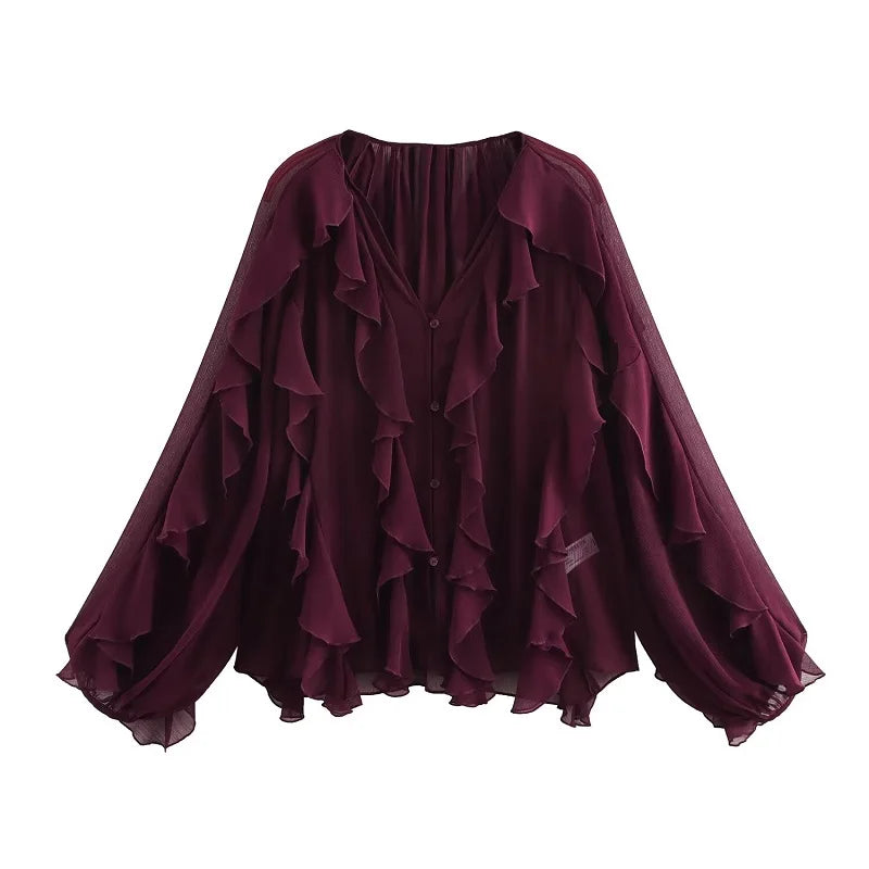 Muyer plissado blusas femininas semi pura blusas casuais mulher primavera camisas de fadas e blusas para senhora manga longa topos mulher 2025