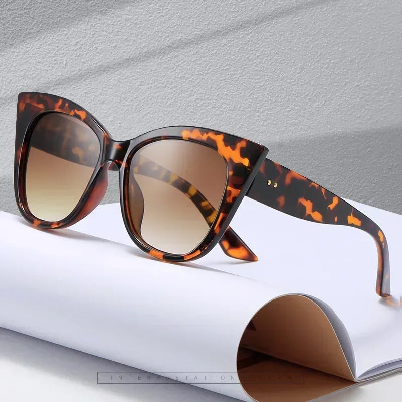 Moda olho de gato óculos de sol feminino marca designer vintage óculos de sol feminino 2025 senhora retro tons óculos de sol uv400