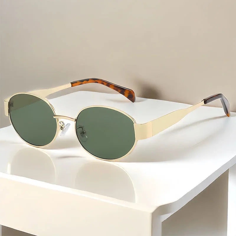 Óculos de sol de metal avançado óculos de sol moda oval marca designer vintage óculos de sol alta quantidade óculos de sol 2024