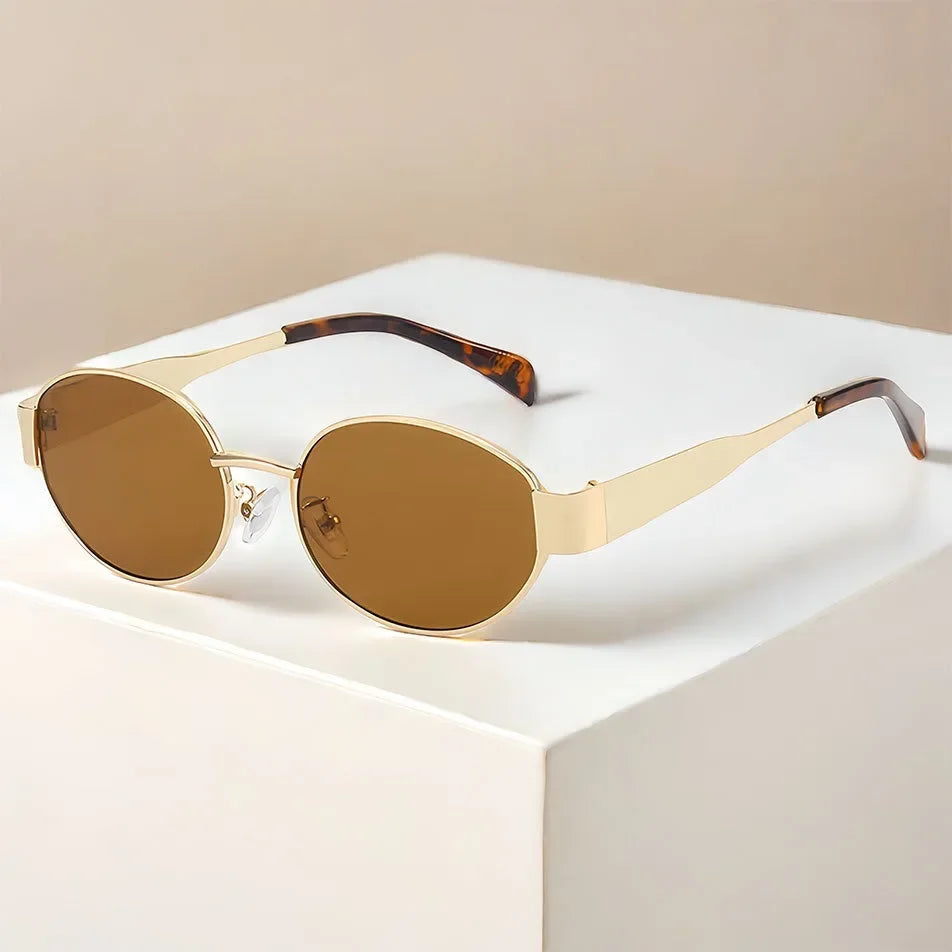 Óculos de sol de metal avançado óculos de sol moda oval marca designer vintage óculos de sol alta quantidade óculos de sol 2024