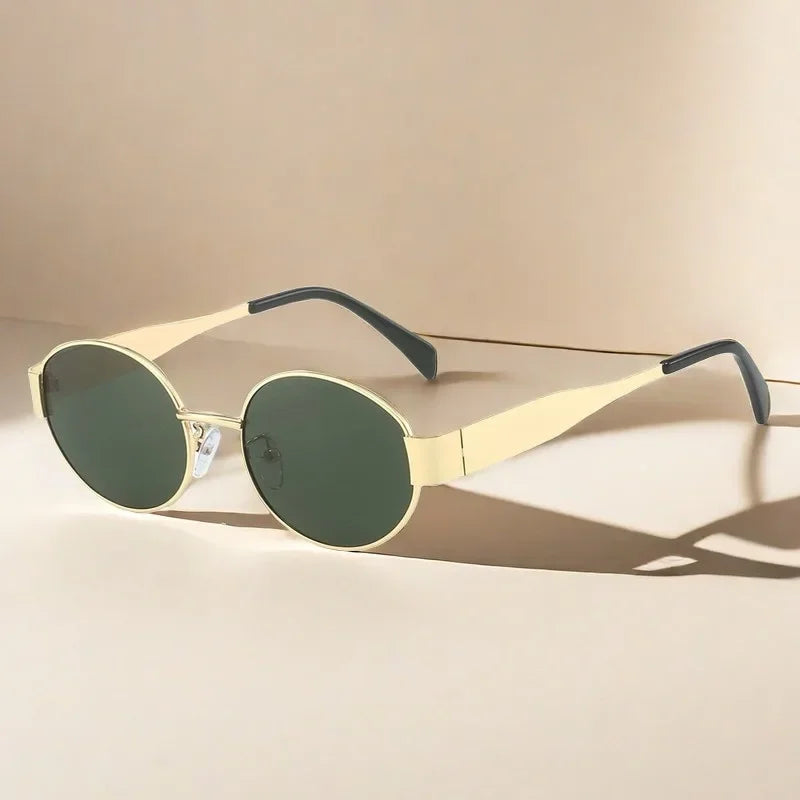 Óculos de sol de metal avançado óculos de sol moda oval marca designer vintage óculos de sol alta quantidade óculos de sol 2024