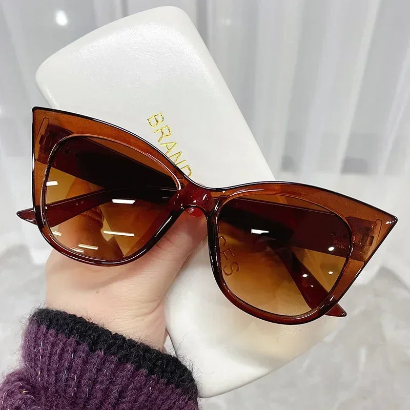 Moda olho de gato óculos de sol feminino marca designer vintage óculos de sol feminino 2025 senhora retro tons óculos de sol uv400