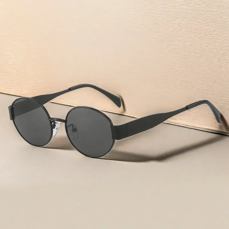 Óculos de sol de metal avançado óculos de sol moda oval marca designer vintage óculos de sol alta quantidade óculos de sol 2024