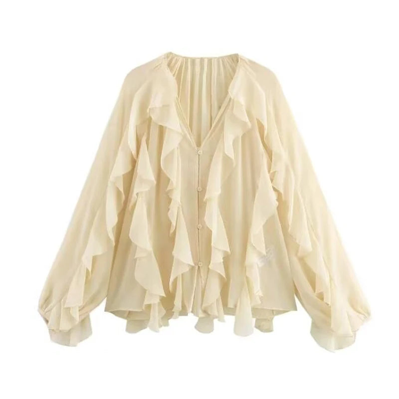 Muyer plissado blusas femininas semi pura blusas casuais mulher primavera camisas de fadas e blusas para senhora manga longa topos mulher 2025