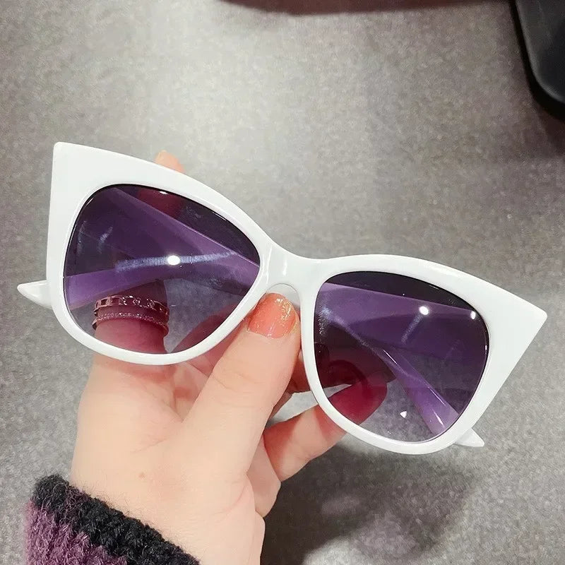 Moda olho de gato óculos de sol feminino marca designer vintage óculos de sol feminino 2025 senhora retro tons óculos de sol uv400