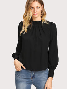 SHEIN Frenchy Top de pescoço franzido com botão