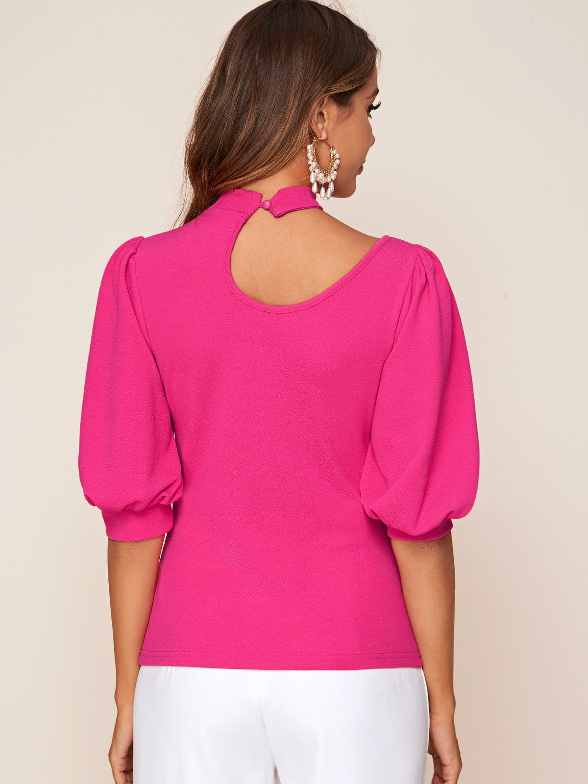 SHEIN Privé Top de manga comprida com detalhes