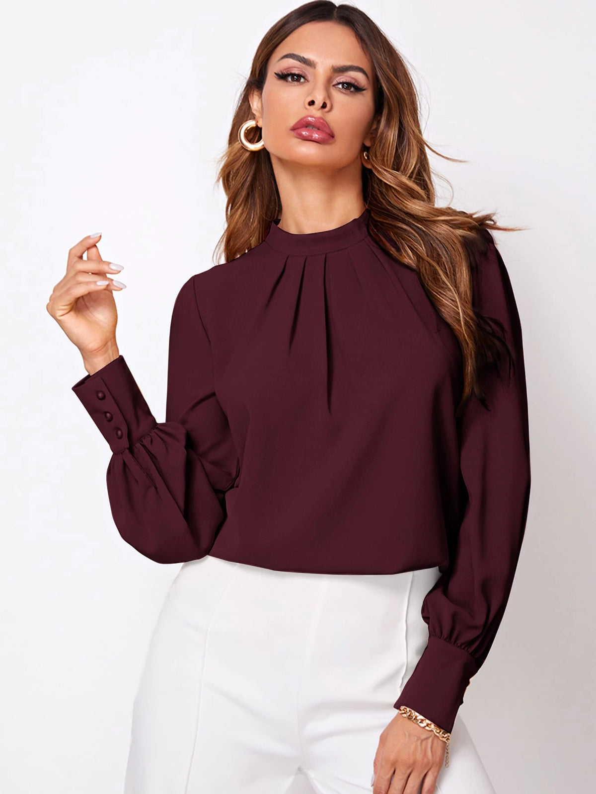 SHEIN Frenchy Top de pescoço franzido com botão