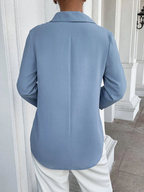 Mulvari Blusa Sólida com Mangas Enroladas