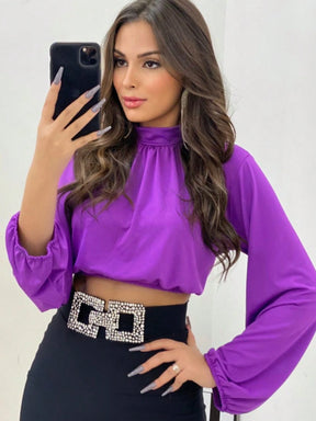 blusa de sulplex feminina manga longa gola alto simples casual pra inverno