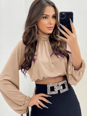 blusa de sulplex feminina manga longa gola alto simples casual pra inverno