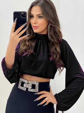 blusa de sulplex feminina manga longa gola alto simples casual pra inverno