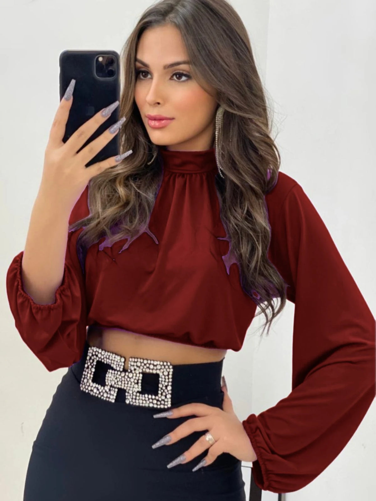 blusa de sulplex feminina manga longa gola alto simples casual pra inverno