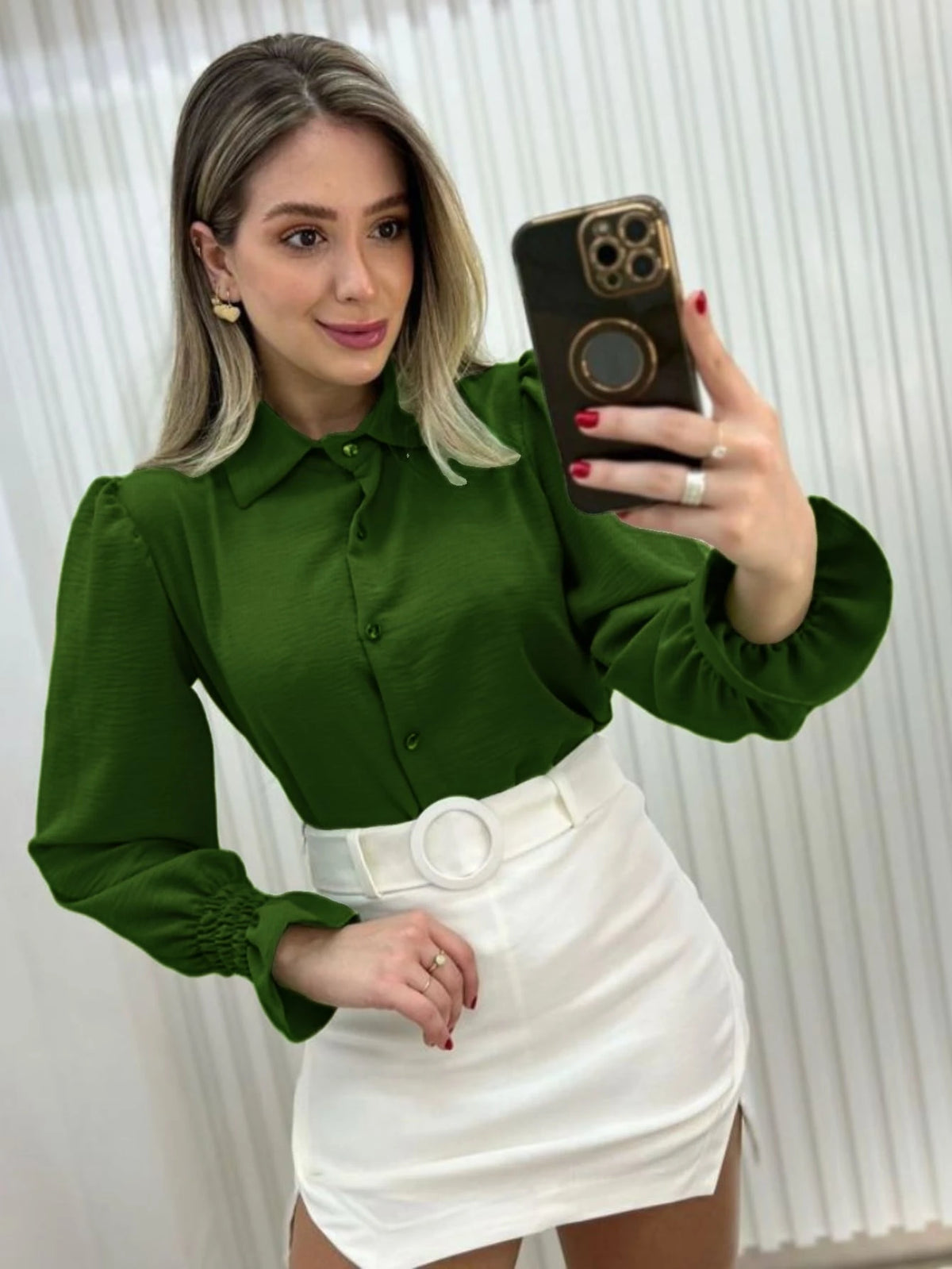 Camisa feminina manga longo com detlehe de elastex com bortao pra inverno