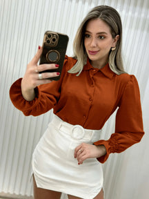 Camisa feminina manga longo com detlehe de elastex com bortao pra inverno