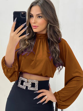blusa de sulplex feminina manga longa gola alto simples casual pra inverno