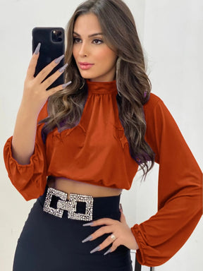 blusa de sulplex feminina manga longa gola alto simples casual pra inverno