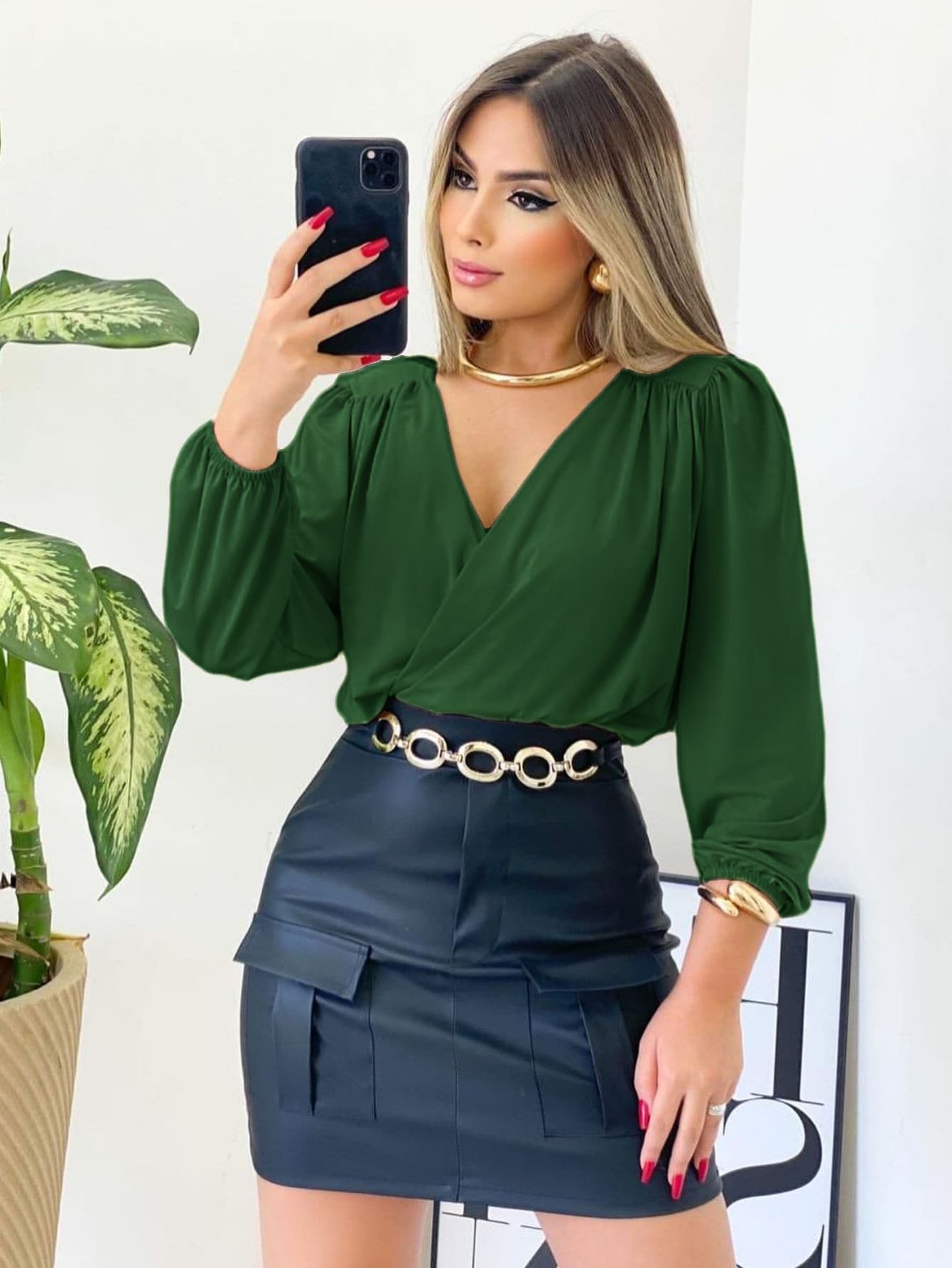 Blusa Feminina Manga Longa Decote V Suplex Tendencia Moda Super Envio! !