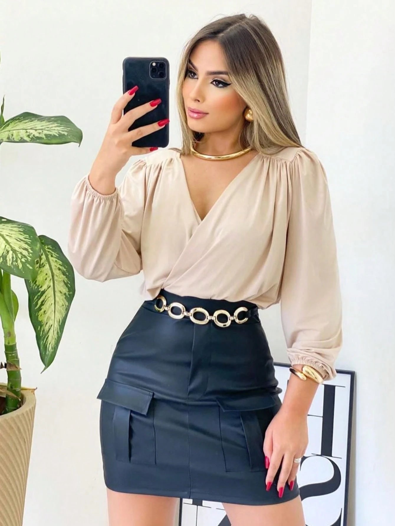 Blusa Feminina Manga Longa Decote V Suplex Tendencia Moda Super Envio! !