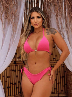 Biquini Cortininha Canelado Calcinha de Biquini Fio Duplo Semi Fio Dental