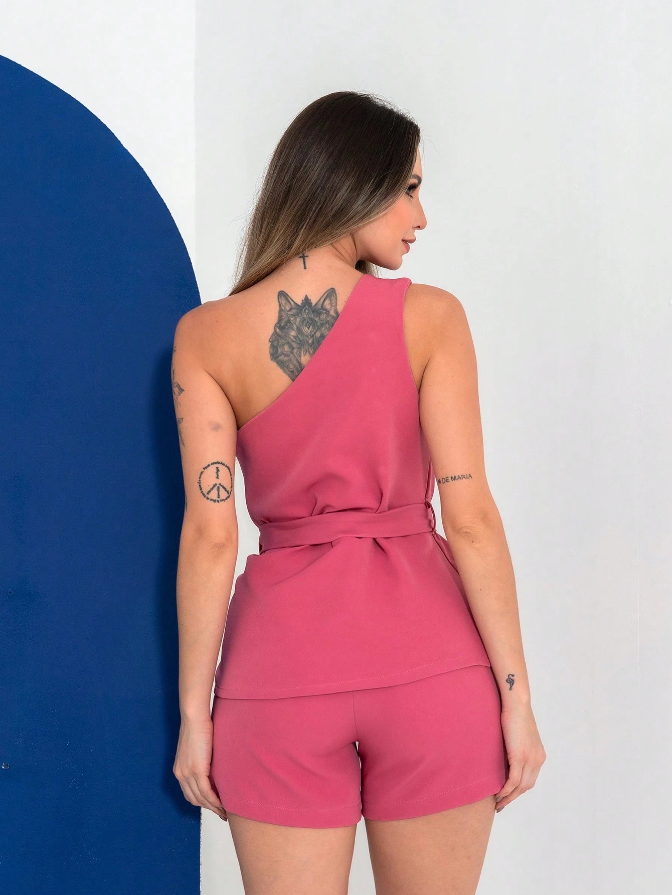 Vendedor Indicadoconjunto de blusa e shorte de alfaitaria C3073