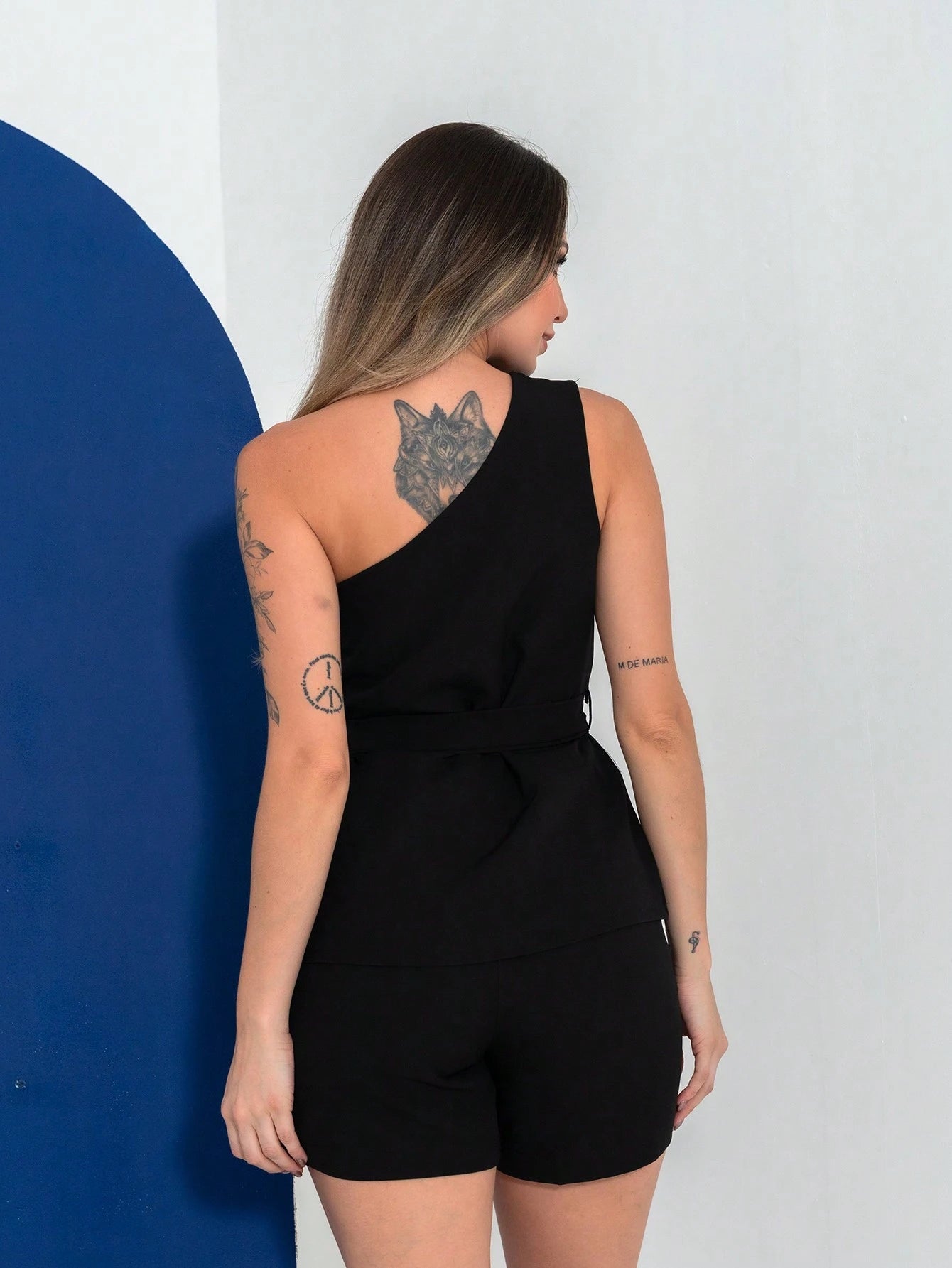 Vendedor Indicadoconjunto de blusa e shorte de alfaitaria C3073