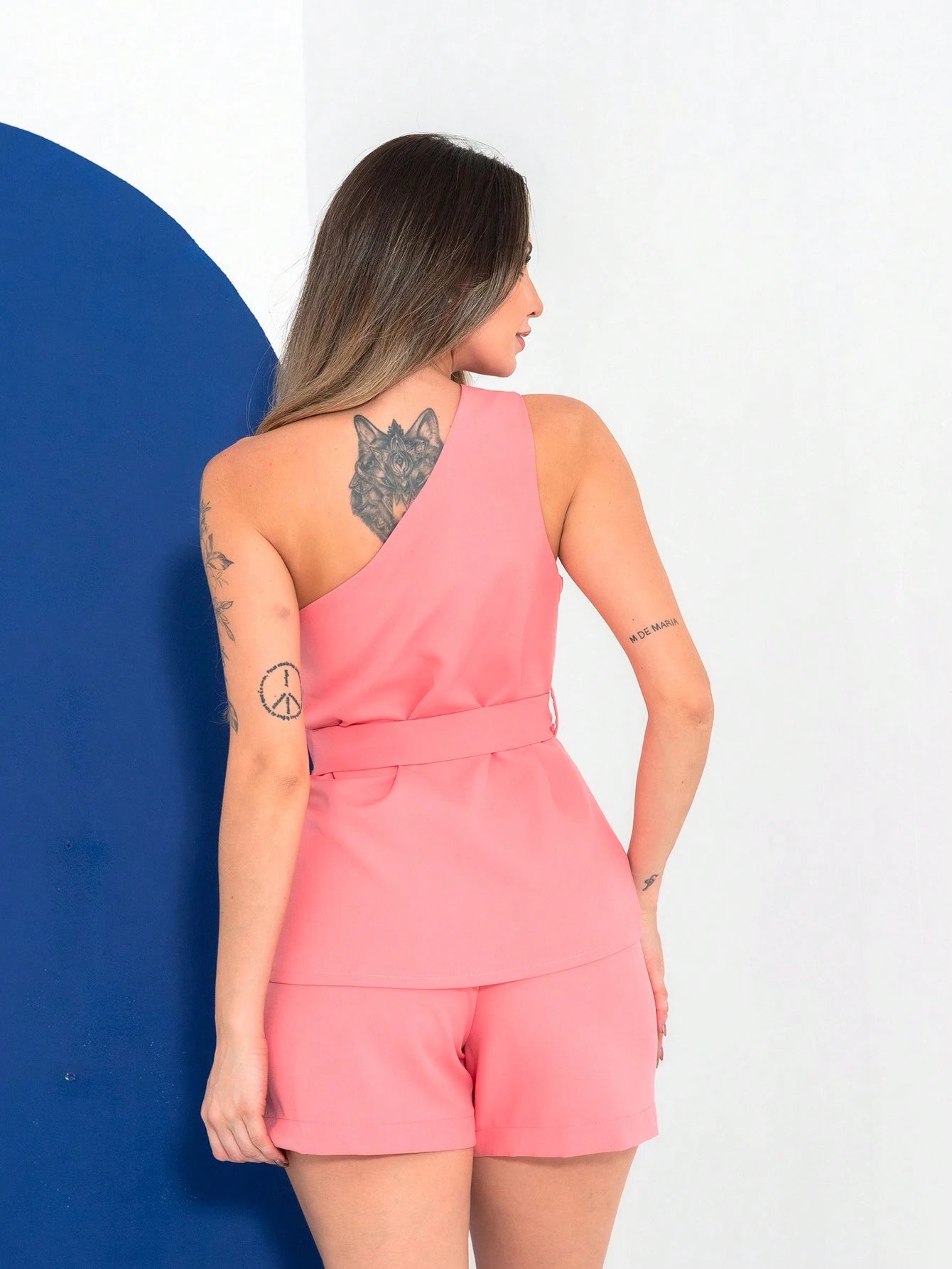 Vendedor Indicadoconjunto de blusa e shorte de alfaitaria C3073