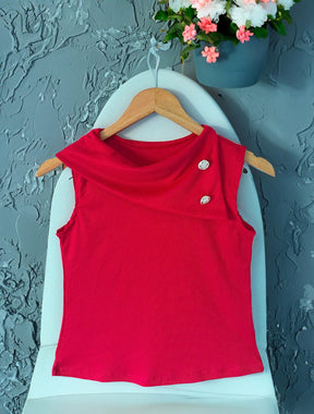 Blusa Feminina Gola Alta C/ 2 Botões Malha Ribana Premium