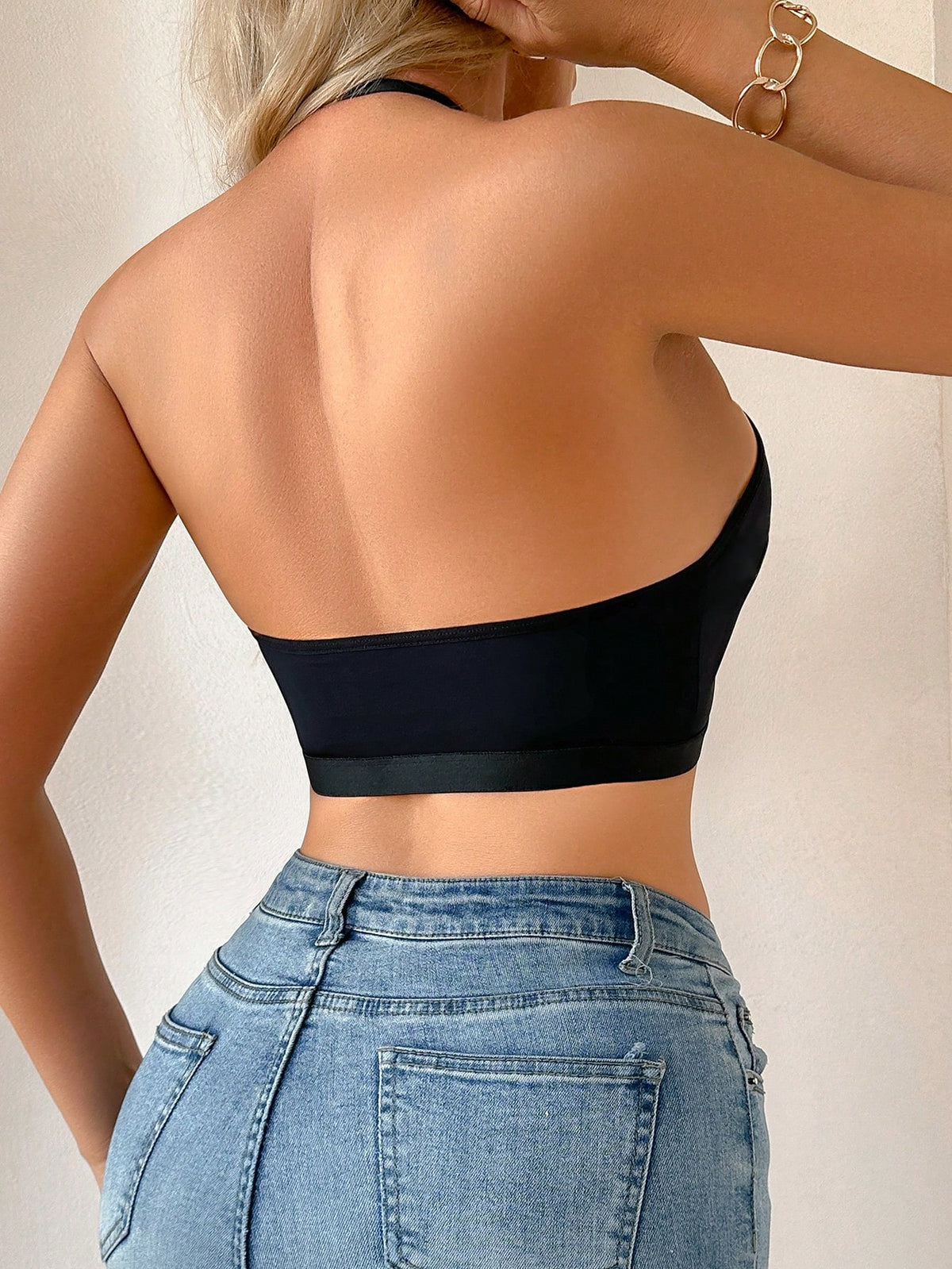 SHEIN Sutiã Feminino de Cor Sólida, Sexy, com Gancho Frontal Oco e Estilo Cruzado