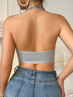 Sutiã Romântico de Fechamento Frontal Minimalista com Recorte de Renda, para Uso Casual Diário