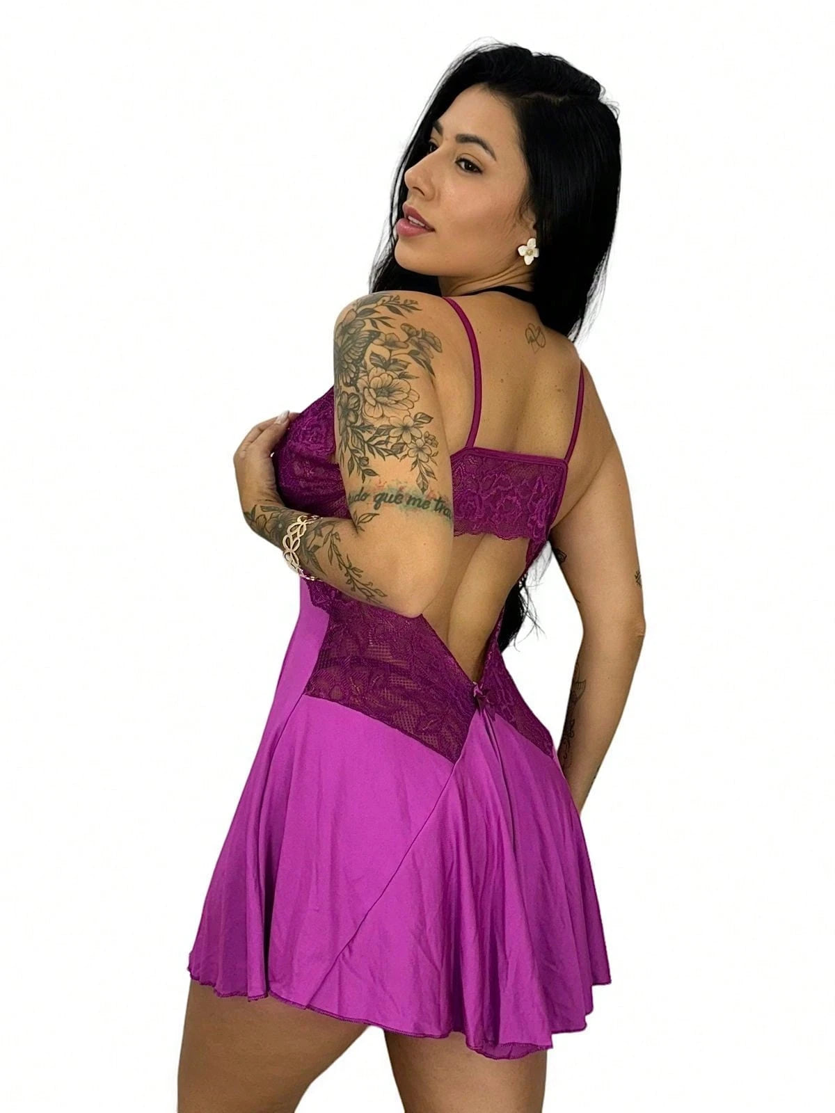 Vendedor Indicadocamisola feminina com calçinha bailarina e detalhes em renda pijama curto roupa de dormir