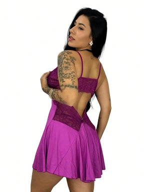 Vendedor Indicadocamisola feminina com calçinha bailarina e detalhes em renda pijama curto roupa de dormir