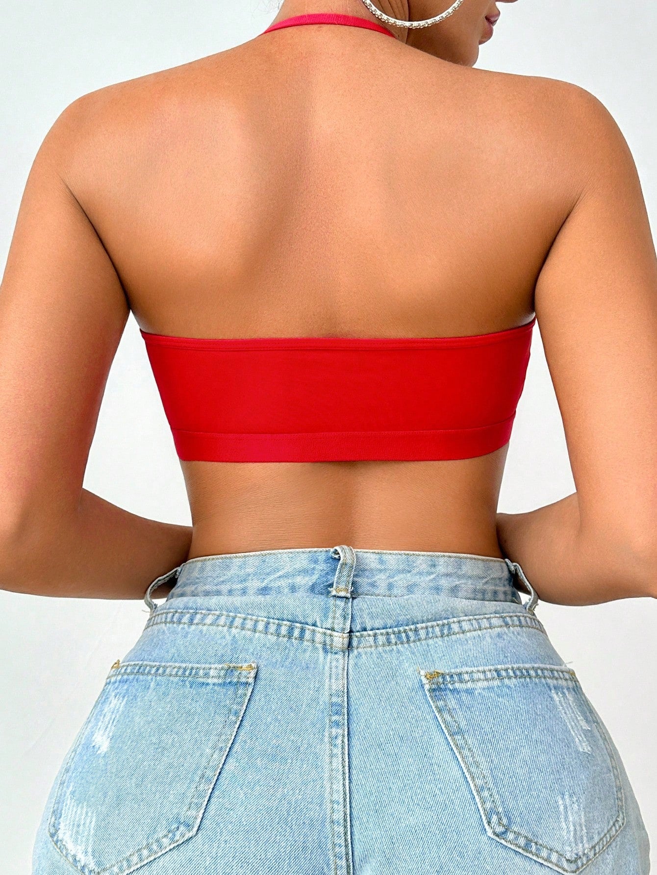 SHEIN Sutiã Feminino de Cor Sólida, Sexy, com Gancho Frontal Oco e Estilo Cruzado