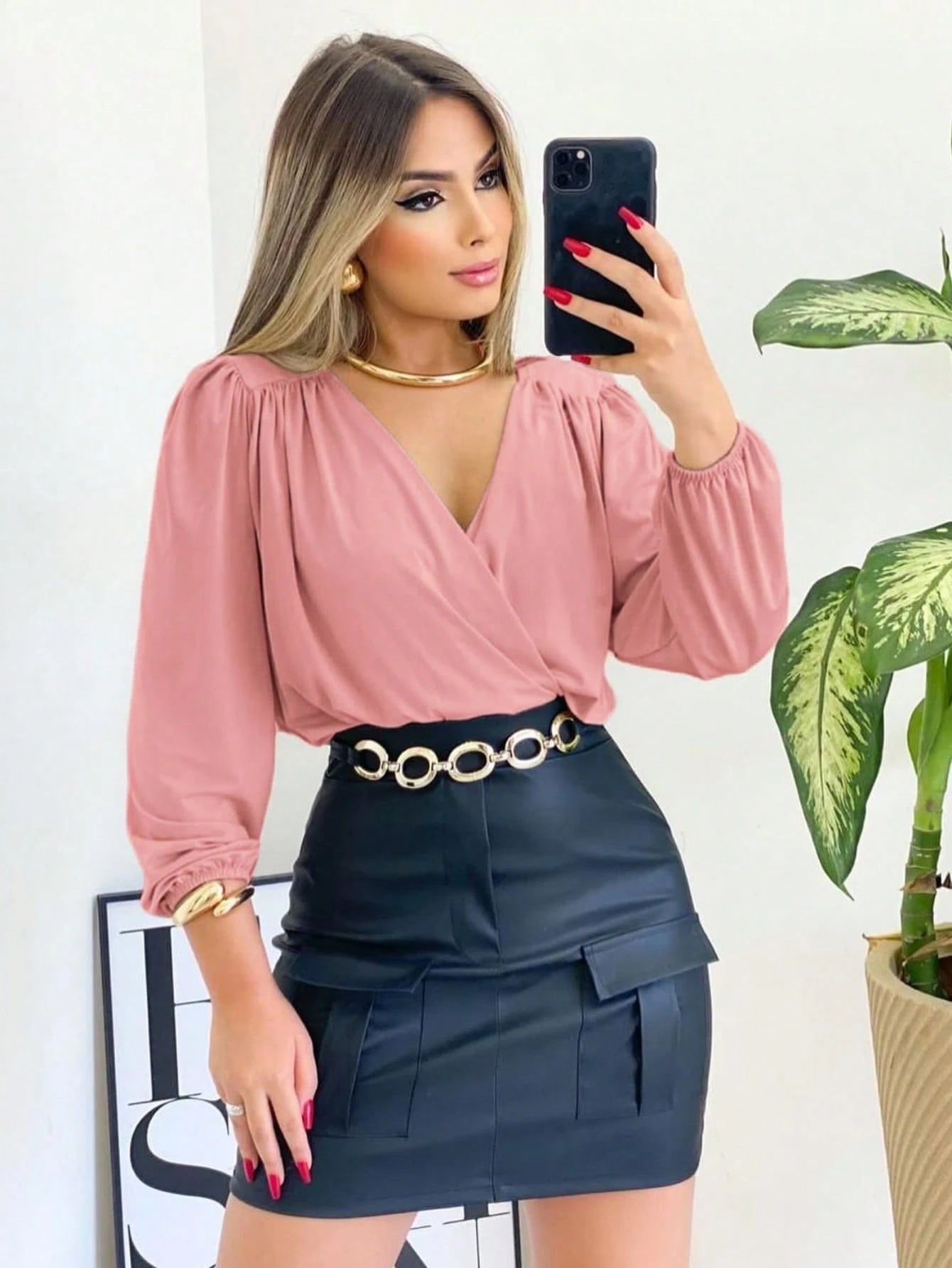 Blusa Feminina Manga Longa Decote V Suplex Tendencia Moda Super Envio! !