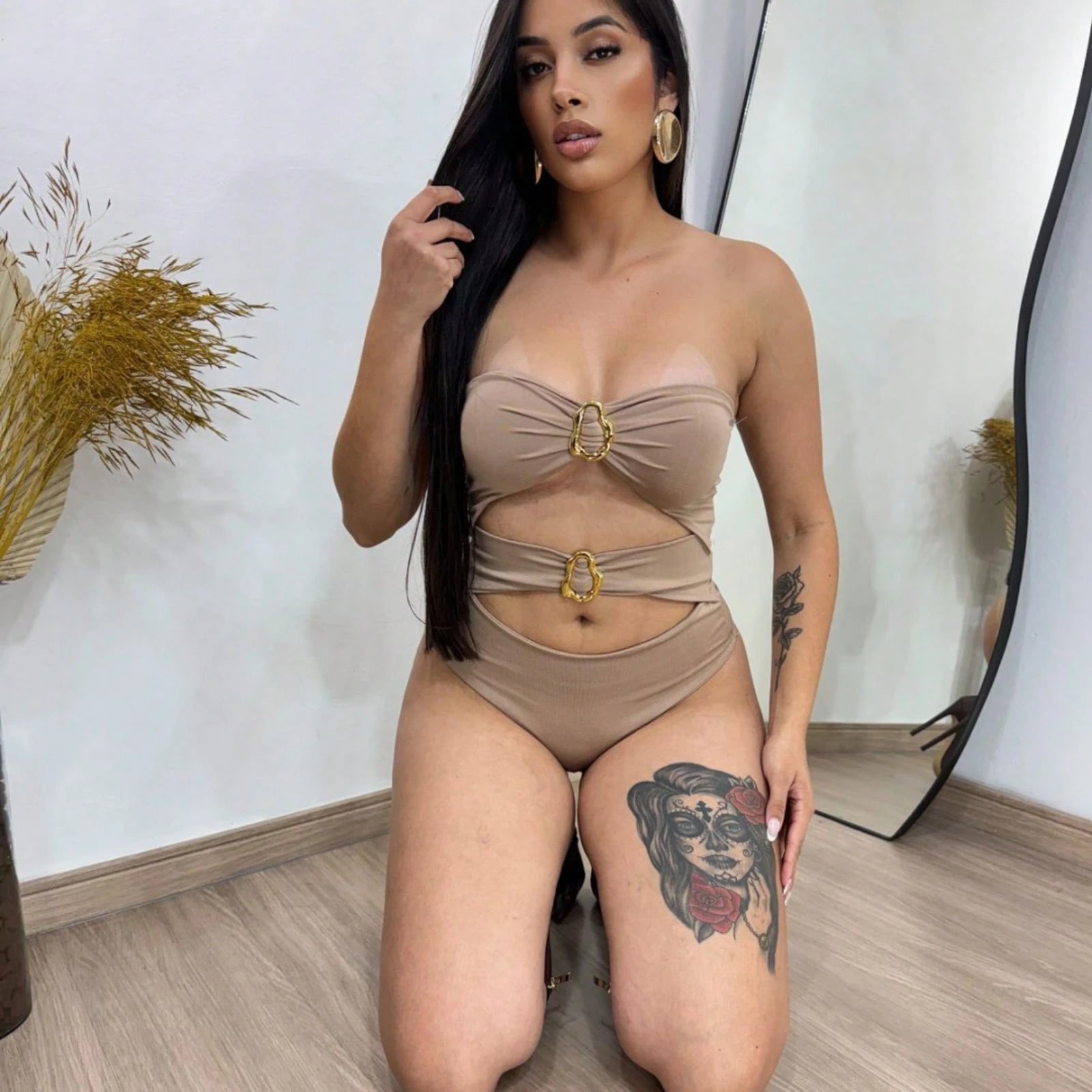MAIÔ FEMININO TOMARA QUE CAIA SUPELX COM BOJO E FIVELA – VAZADO ESTILO PRAIA 2 EM 1