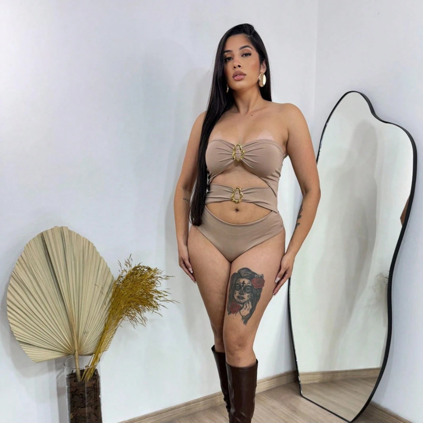 MAIÔ FEMININO TOMARA QUE CAIA SUPELX COM BOJO E FIVELA – VAZADO ESTILO PRAIA 2 EM 1