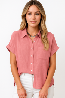 Blusa de Manga Curta de Linho Juju